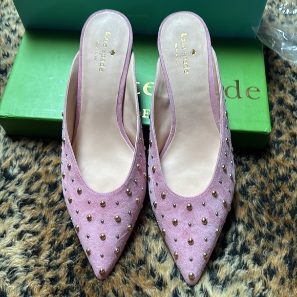 kate spade New York Women's Surie Mules Parisian Pink Studded Slides NWB Size 9 - Picture 4 of 8